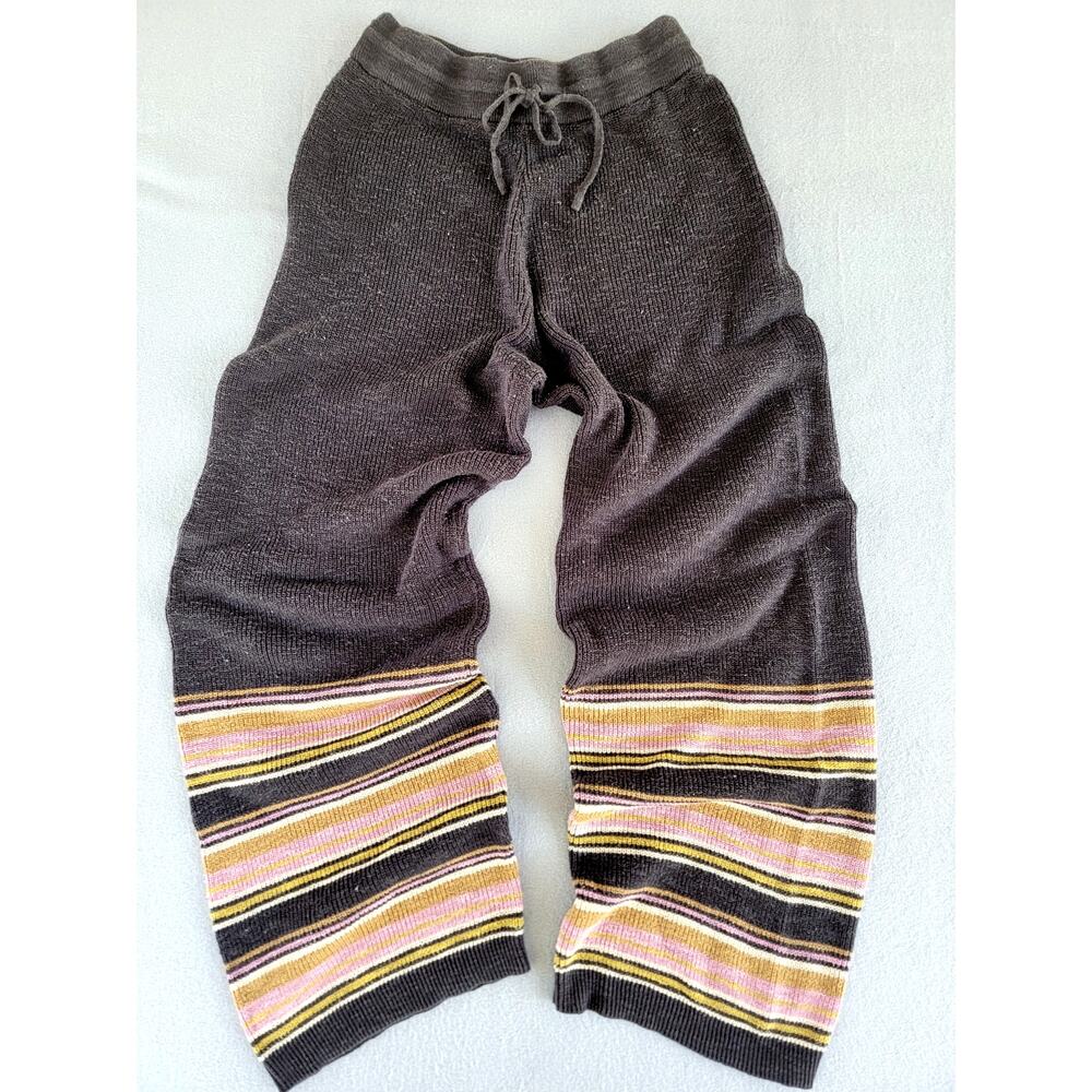 Natural Life Cozy Knit Lounge Pants Striped Wide Leg Boho Small